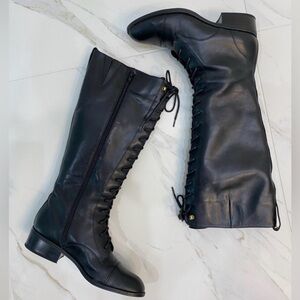 Lauren Ralph Lauren Martina Black Lace-Up Knee Boots